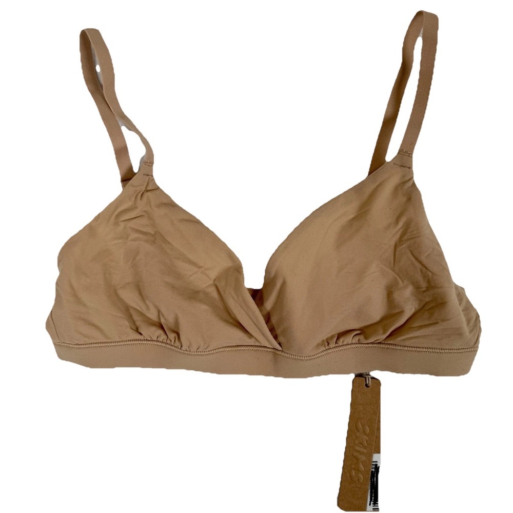 Skims Fits Everybody Crossover Bralette XS Clay Tan Wireless Mesh Soft New